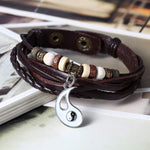 Black Leather Yin Yang Bracelet - Vignette | Yin Yang Paradise