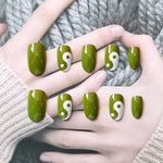 Green Yin Yang Nails (24 Pieces) - Vignette | Yin Yang Paradise