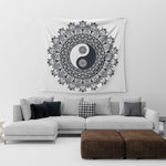 Black and White Indian Mandala Tapestry - Vignette | Yin Yang Paradise