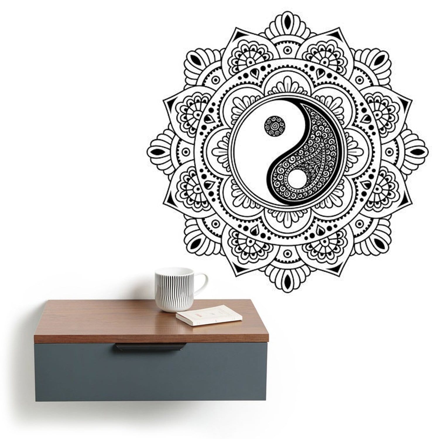 Black mandala wall online art