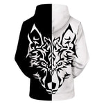 Black and White Wolf Yin Yang Hoodie - Vignette | Yin Yang Paradise