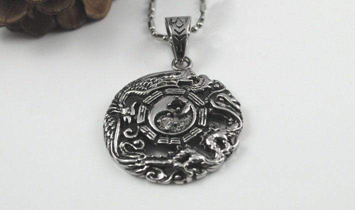 silver chinese dragon necklace