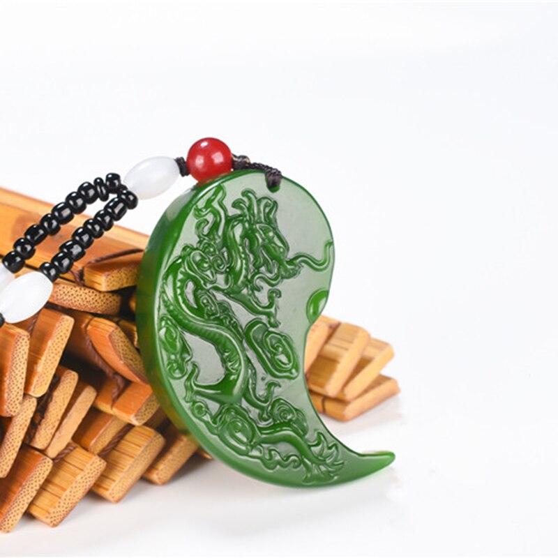 jade carved dragon pendant necklace