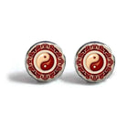 Red Circle Yin Yang Earrings - Vignette | Yin Yang Paradise
