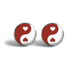 Yin Yang Red Heart Stud Earrings - Vignette | Yin Yang Paradise