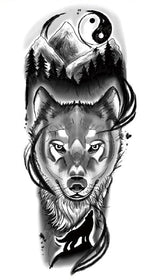 Wolf Temporary Tattoo - Vignette | Yin Yang Paradise
