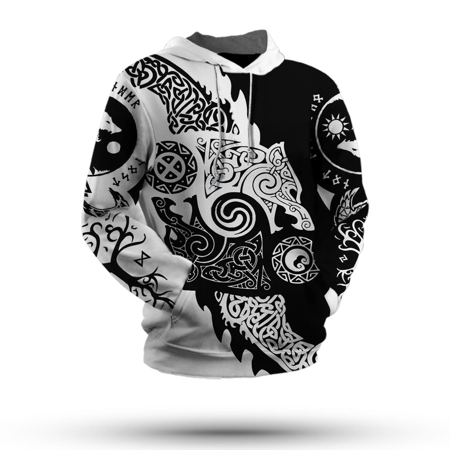 Yin and cheap yang wolf hoodie