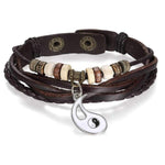 Brown Leather Yin Yang Bracelet