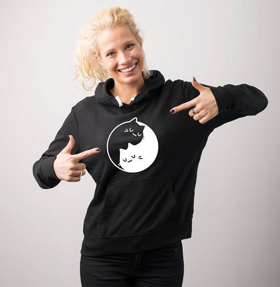 yin yang cats hoodie