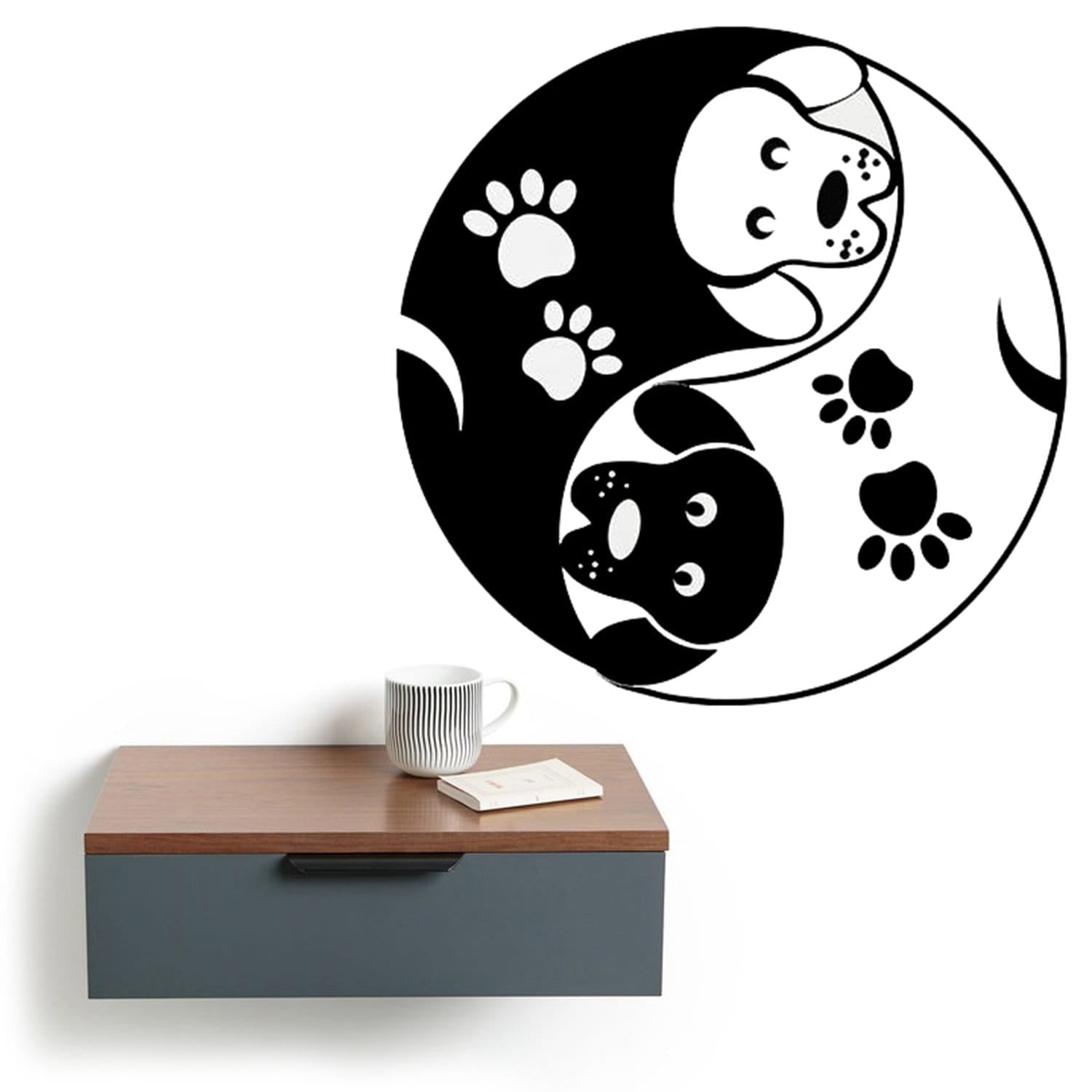 black and white dog wall art