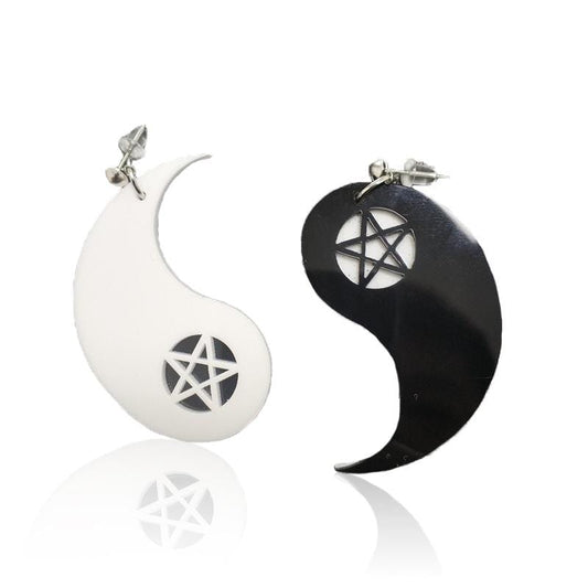 Black and White Drop Earrings