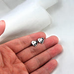 Black and White Heart Stud Earrings