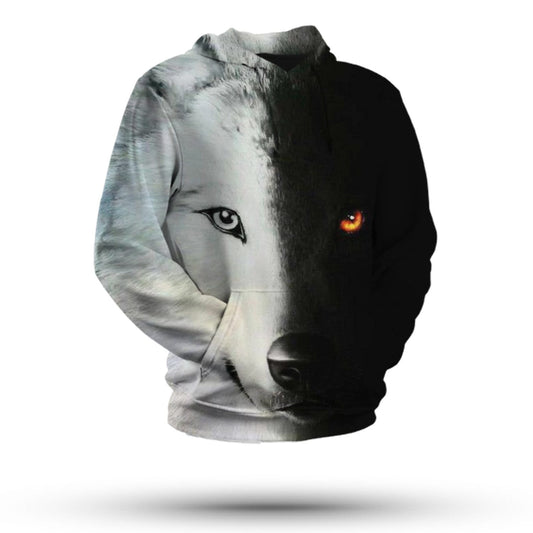 Black and White Wolf Hoodie