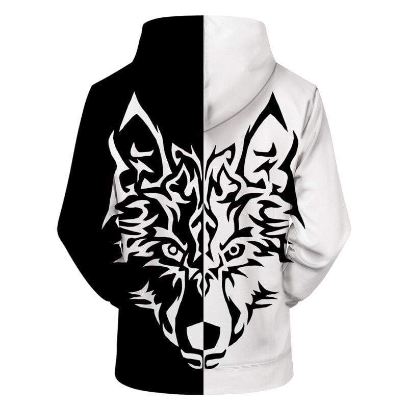 Black And White Wolf Yin Yang Hoodie