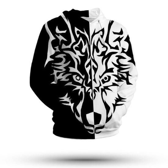 wolf hoodie yin yang