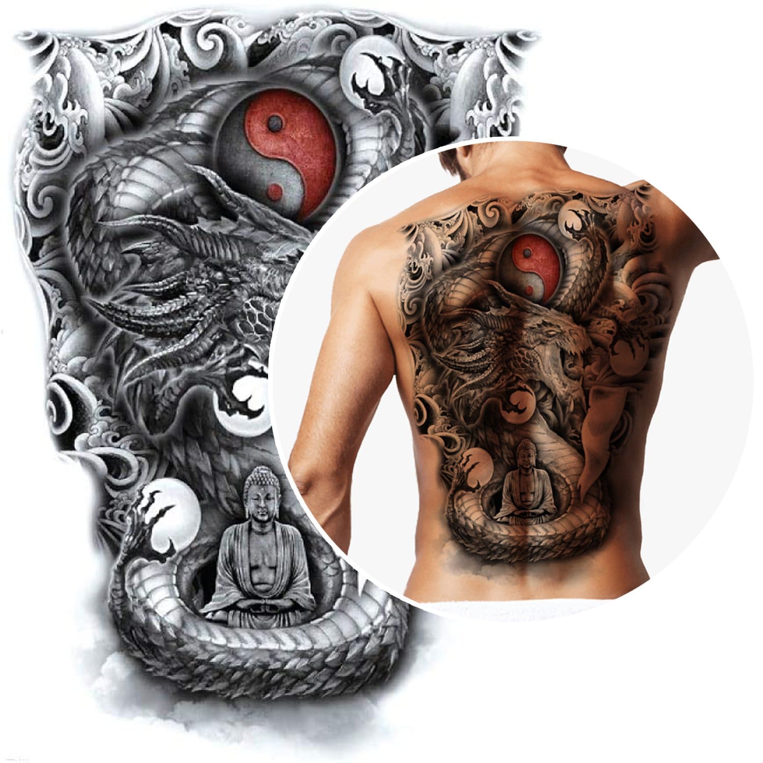 Black Chinese Dragon Temporary Tattoo – TattooIcon