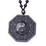 obsidian necklace yin yang
