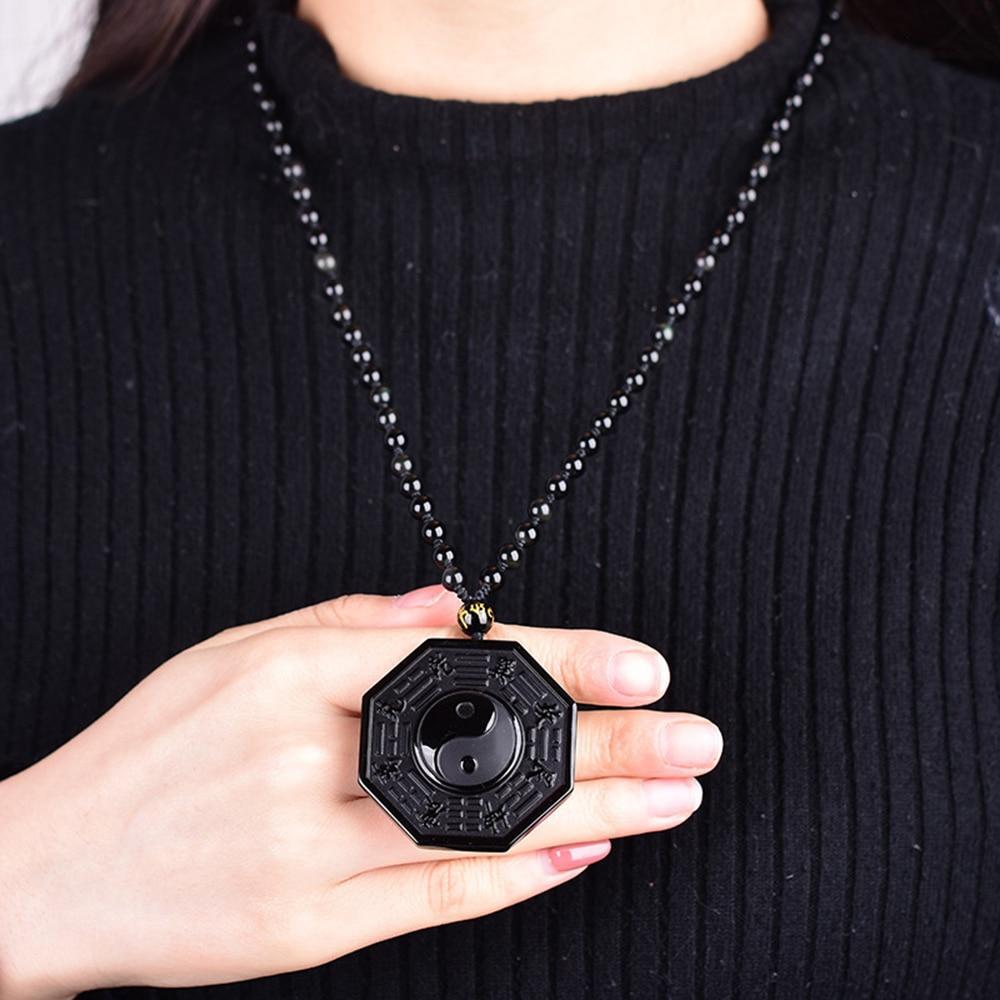 Obsidian yin yang pendant discount