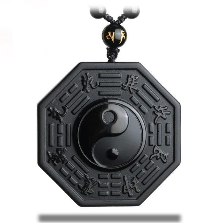black obsidian yin yang necklace