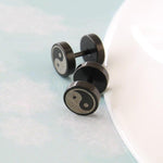 black stainless steel mens stud earrings