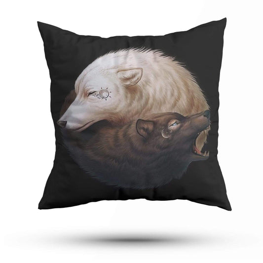 yin yang wolf pillow