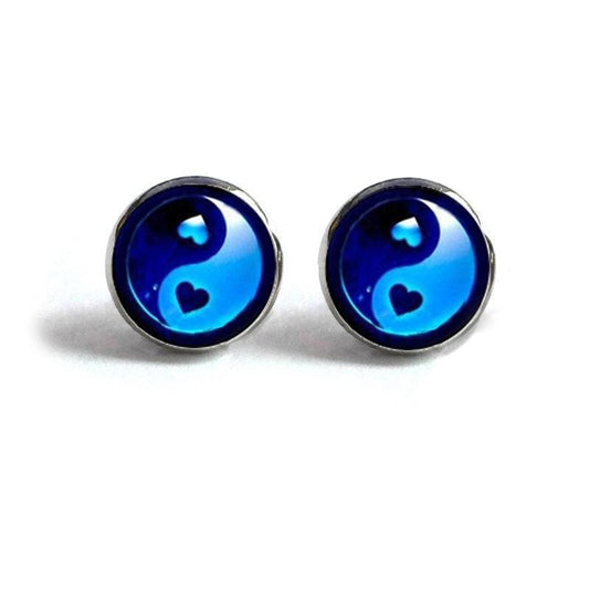 Blue Heart Stud Earrings