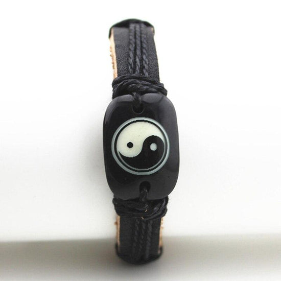 yin yang leather bracelet