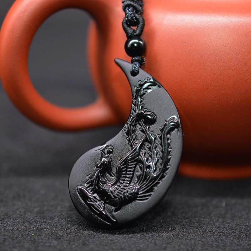 black obsidian dragon necklace