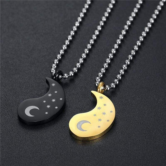 2 piece necklace moon and sun