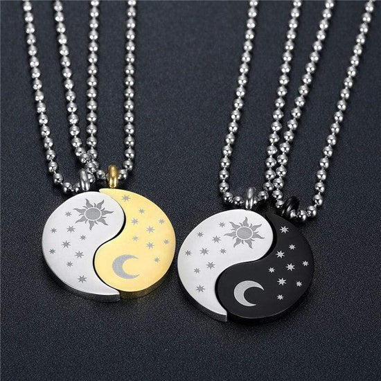 sun moon and star necklace set