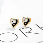 gold heart stud earrings