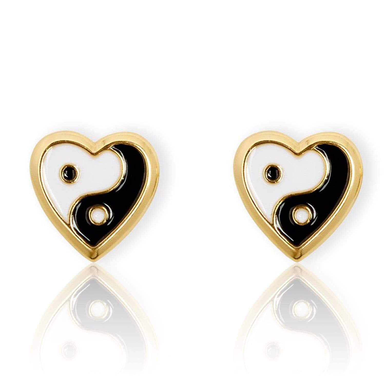 Gold Heart Shaped Stud Earrings | Yin Yang Paradise