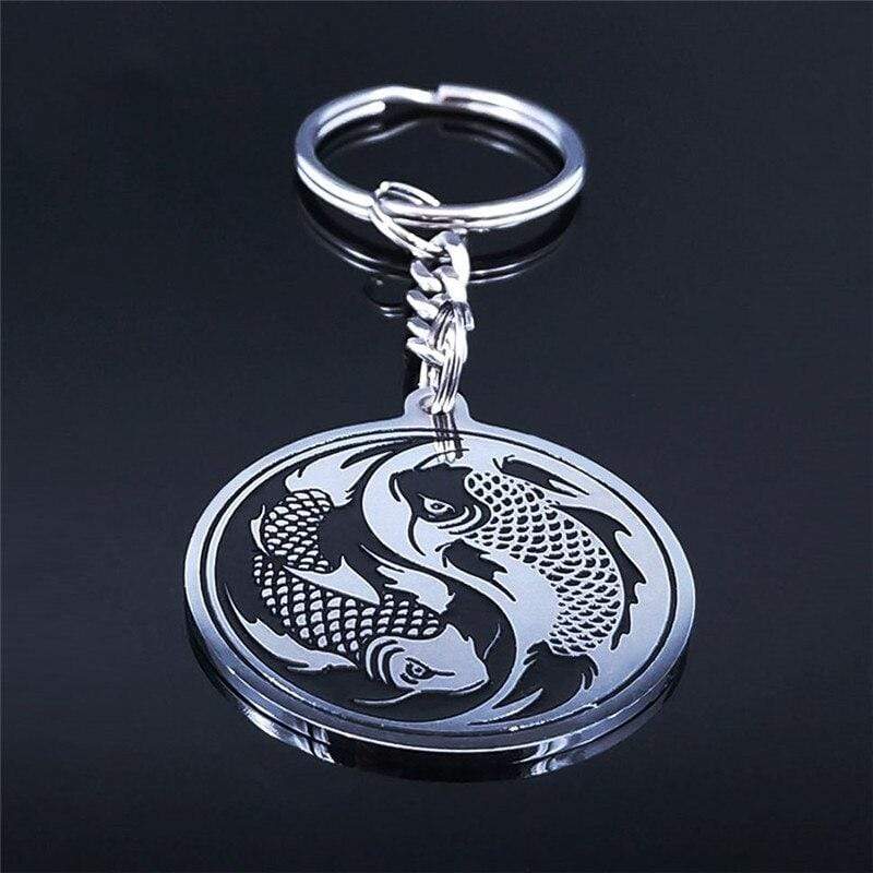 silver koi fish keychain