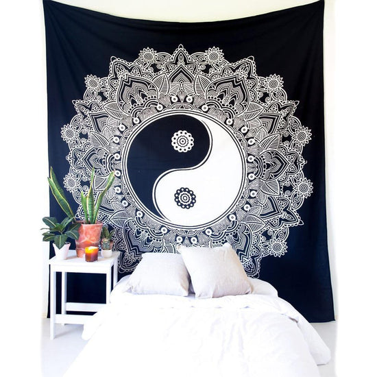 mandala yin yang tapestry