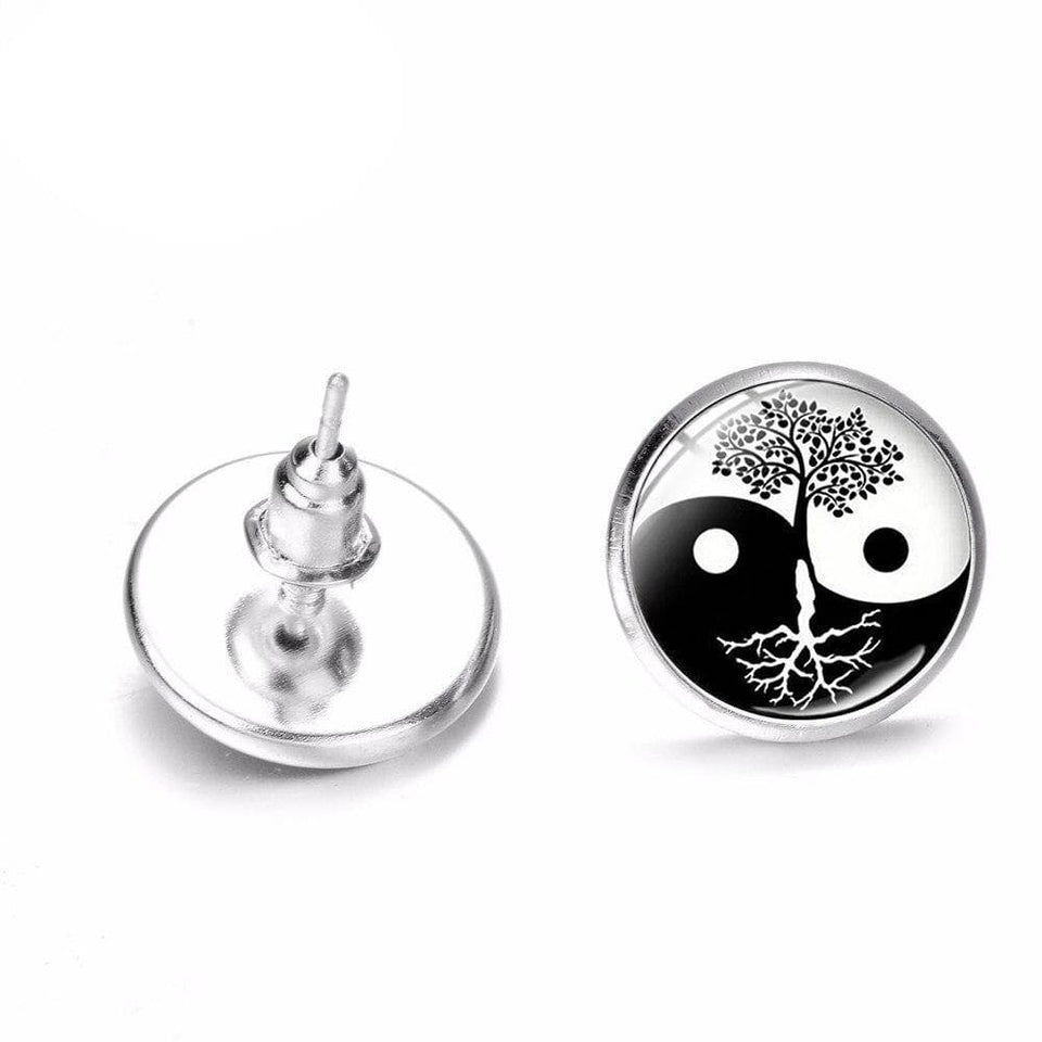 yin yang earrings tree of life