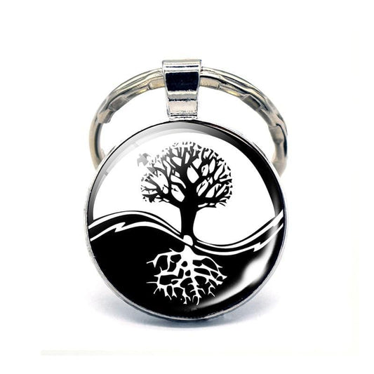 silver yin yang keychain