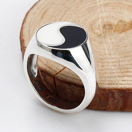 yin yang ring silver