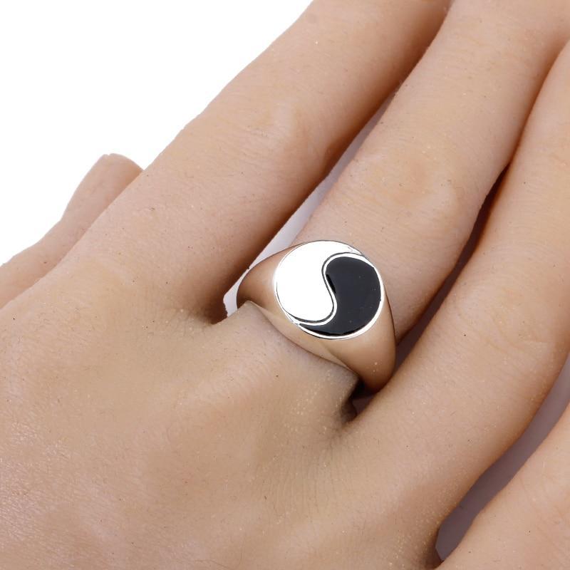 mens silver yin yang ring