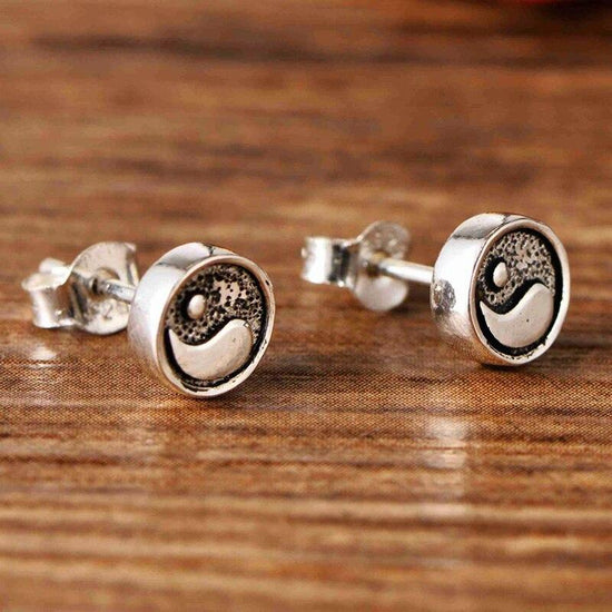 yin yang stud earrings sterling silver