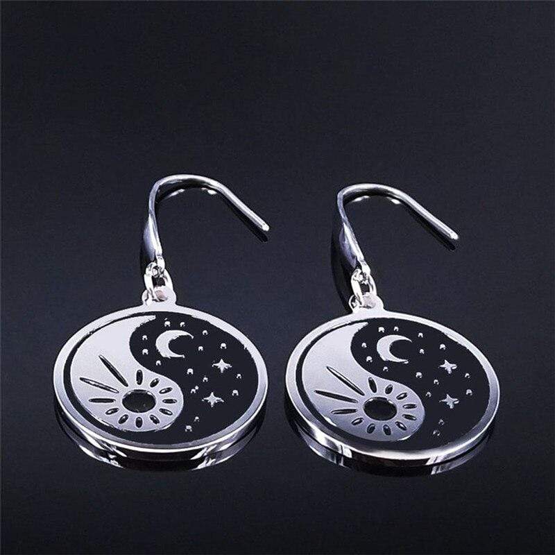 sun and moon drop earrings