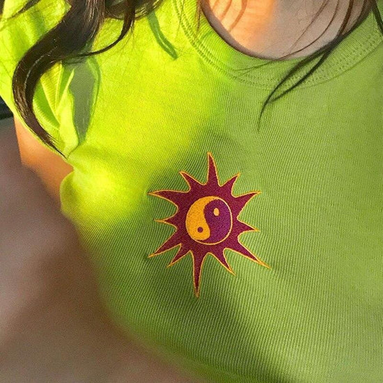 yin yang crop top sun