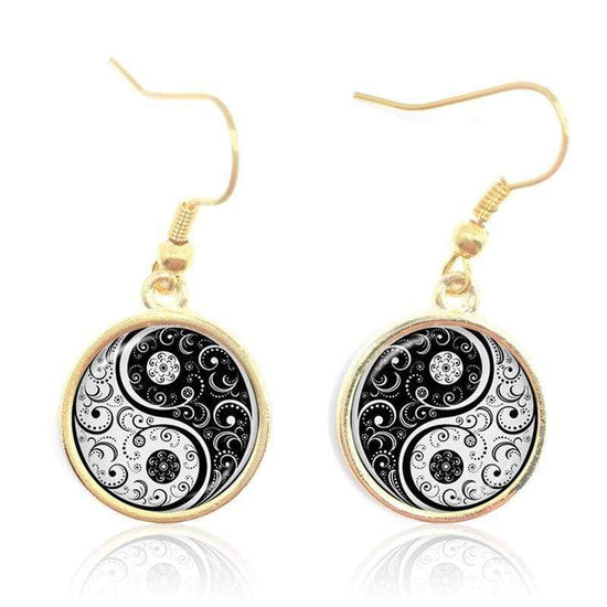yin yang earrings gold