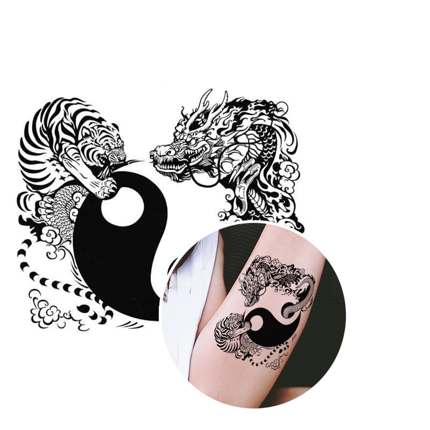 Amazon.com: Wallmonkeys Dragon and Tiger Tattoo Wall Decal Peel and Stick  Graphic (36 in H x 33 in W) WM213883 : Tools & Home Improvement