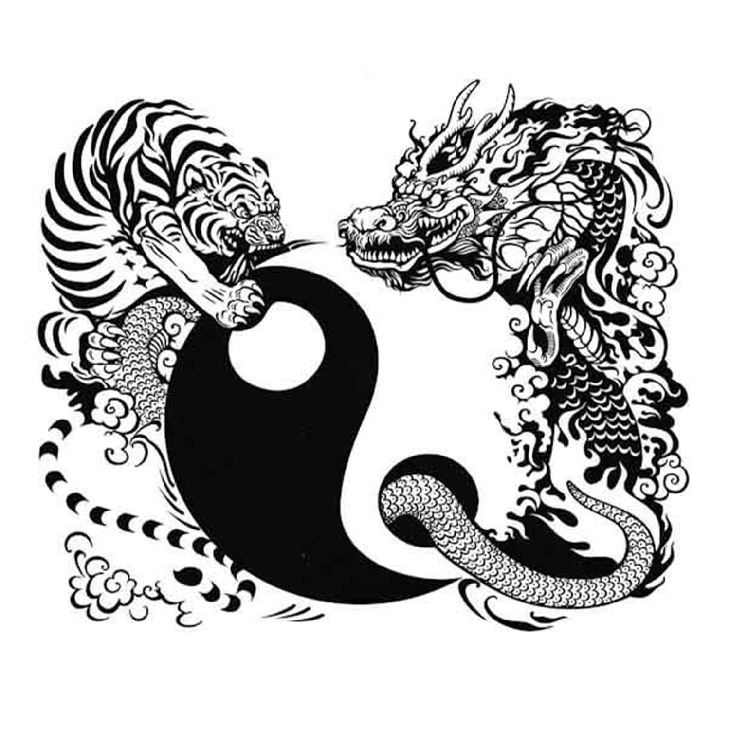 dragon and tiger yin yang tattoo