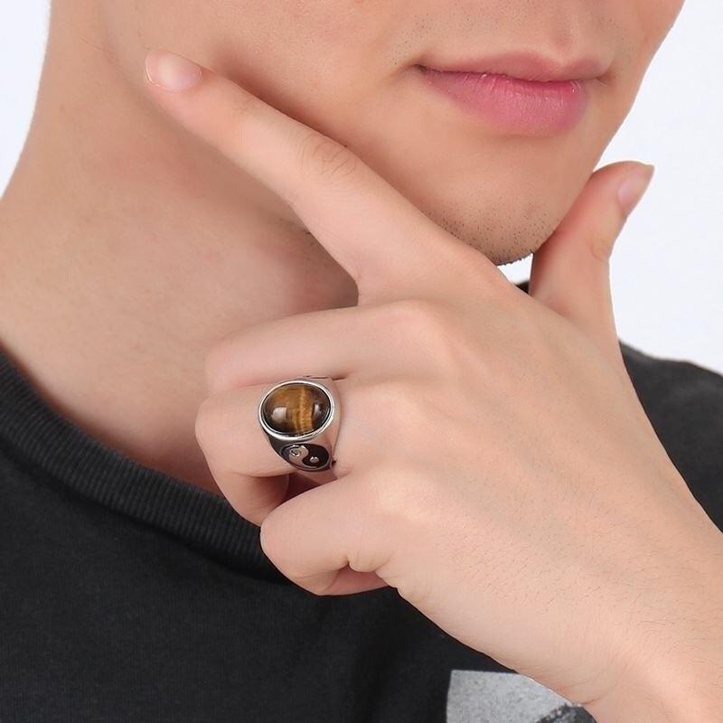 silver tiger eye ring