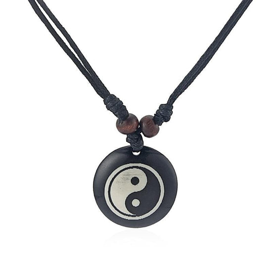 wooden yin yang necklace