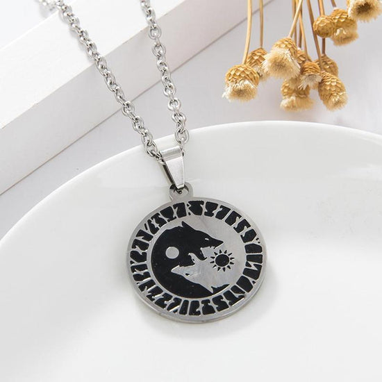 	 yin yang wolf print pendant