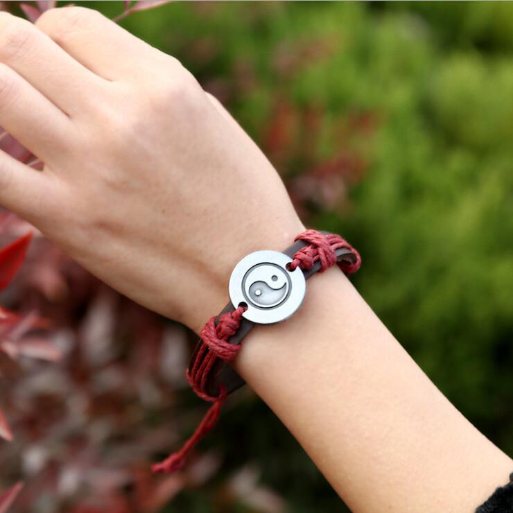 red bracelet leather