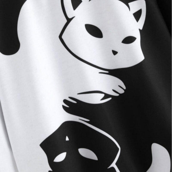 cat yin yang symbol hoodie