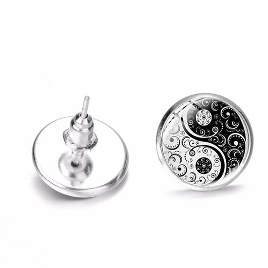yin yang earrings black and white